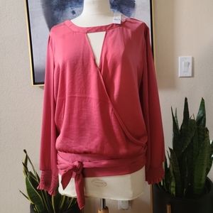 Pink keyhole blouse